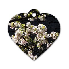 Japanese Cherry Blossom Dog Tag Heart (one Side)