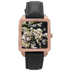 Japanese Cherry Blossom Rose Gold Leather Watch  by picsaspassion