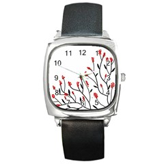 Elegant Tree Square Metal Watch by Valentinaart