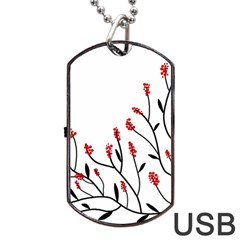 Elegant Tree Dog Tag Usb Flash (one Side) by Valentinaart