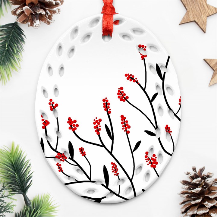 Elegant tree Oval Filigree Ornament (2-Side) 