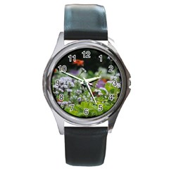 Wild Flowers Round Metal Watch