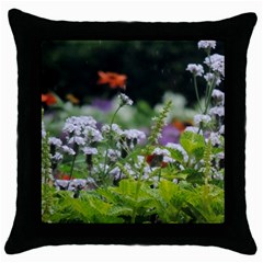 Wild Flowers Throw Pillow Case (black)