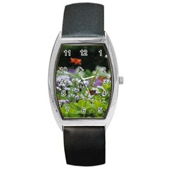 Wild Flowers Barrel Style Metal Watch