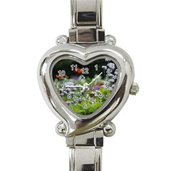 Wild Flowers Heart Italian Charm Watch