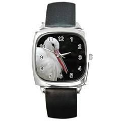 Stork Bird Square Metal Watch