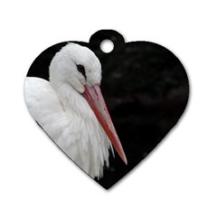 Stork Bird Dog Tag Heart (two Sides)