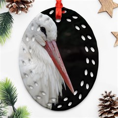 Stork Bird Oval Filigree Ornament (2-side) 