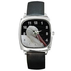 Wild Stork Bird Square Metal Watch