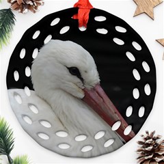 Wild Stork Bird Round Filigree Ornament (2side)