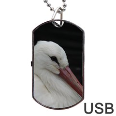 Wild Stork Bird Dog Tag Usb Flash (two Sides)  by picsaspassion