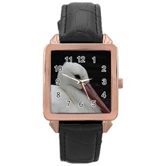 Wild Stork Bird Rose Gold Leather Watch 