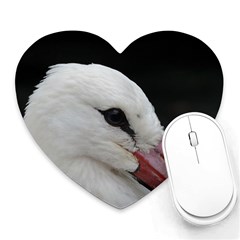 Wild Stork Bird, Close-up Heart Mousepads