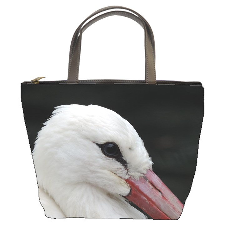 Wild Stork bird, close-up Bucket Bags