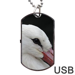 Wild Stork Bird, Close-up Dog Tag Usb Flash (one Side) by picsaspassion