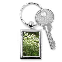 White Summer Flowers Key Chains (rectangle) 