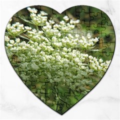 White Summer Flowers Jigsaw Puzzle (heart)