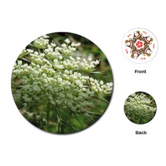 White Summer Flowers Playing Cards (round) 