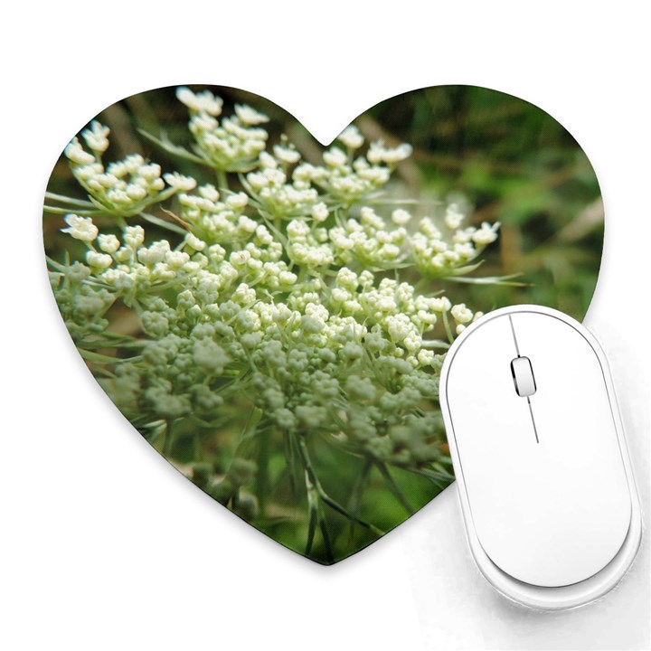 White summer flowers Heart Mousepads