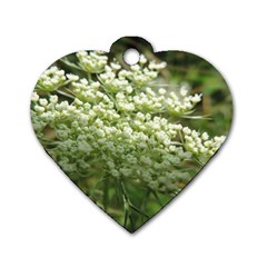 White Summer Flowers Dog Tag Heart (two Sides)