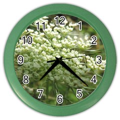 White Summer Flowers Color Wall Clocks by picsaspassion