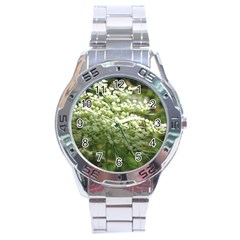 White Summer Flowers Stainless Steel Analogue Watch