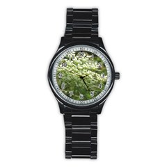 White summer flowers Stainless Steel Round Watch