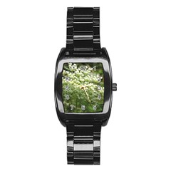 White summer flowers Stainless Steel Barrel Watch