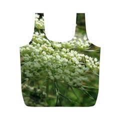 White Summer Flowers Full Print Recycle Bags (m) 