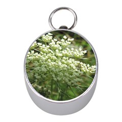 White Summer Flowers Mini Silver Compasses