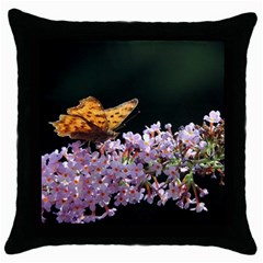 Butterfly Sitting On Flowers Throw Pillow Case (black)