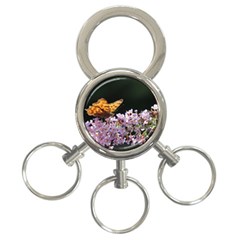 Butterfly Sitting On Flowers 3-ring Key Chains