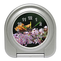 Butterfly Sitting On Flowers Travel Alarm Clocks