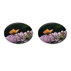 Butterfly Sitting On Flowers Cufflinks (oval)