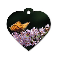 Butterfly Sitting On Flowers Dog Tag Heart (one Side)