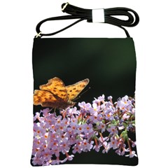 Butterfly Sitting On Flowers Shoulder Sling Bags