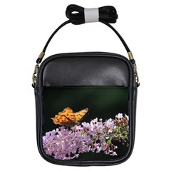 Butterfly Sitting On Flowers Girls Sling Bags