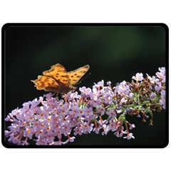 Butterfly Sitting On Flowers Fleece Blanket (large) 