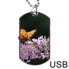 Butterfly Sitting On Flowers Dog Tag Usb Flash (one Side)