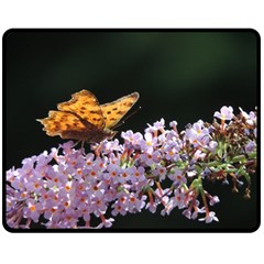 Butterfly Sitting On Flowers Double Sided Fleece Blanket (medium) 