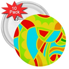 Colorful Decor 3  Buttons (10 Pack) 