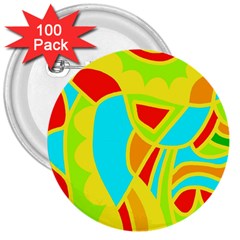 Colorful Decor 3  Buttons (100 Pack) 