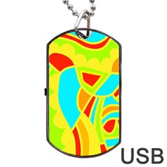 Colorful Decor Dog Tag Usb Flash (one Side) by Valentinaart