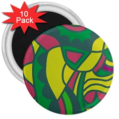 Green Abstract Decor 3  Magnets (10 Pack) 