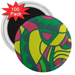 Green Abstract Decor 3  Magnets (100 Pack)