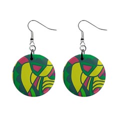 Green Abstract Decor Mini Button Earrings