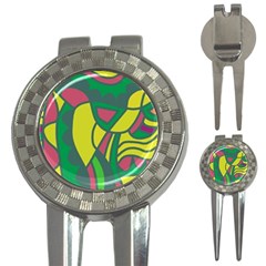 Green Abstract Decor 3-in-1 Golf Divots