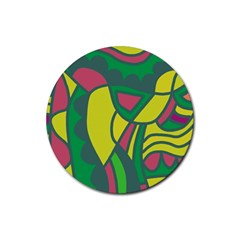 Green Abstract Decor Rubber Round Coaster (4 Pack) 