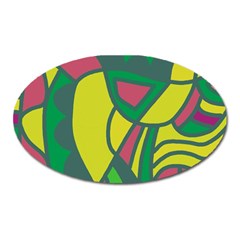 Green Abstract Decor Oval Magnet