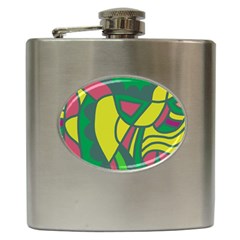 Green Abstract Decor Hip Flask (6 Oz)